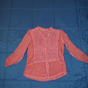 Reba Salmon Lace Detail Blouse